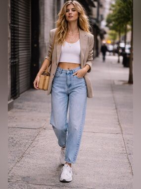 Blank NYC Barrel Leg Jeans Size 26 Light Wash High Rise Relaxed Tapered NWT